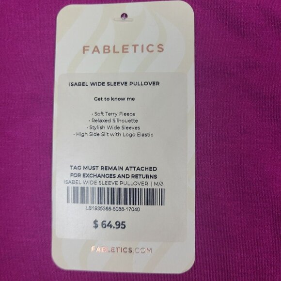Fabletics Isabel‎ Wide Sleeve Pullover Sweatshirt Sz Medium Wine 0929 Womens - Picture 2 of 9